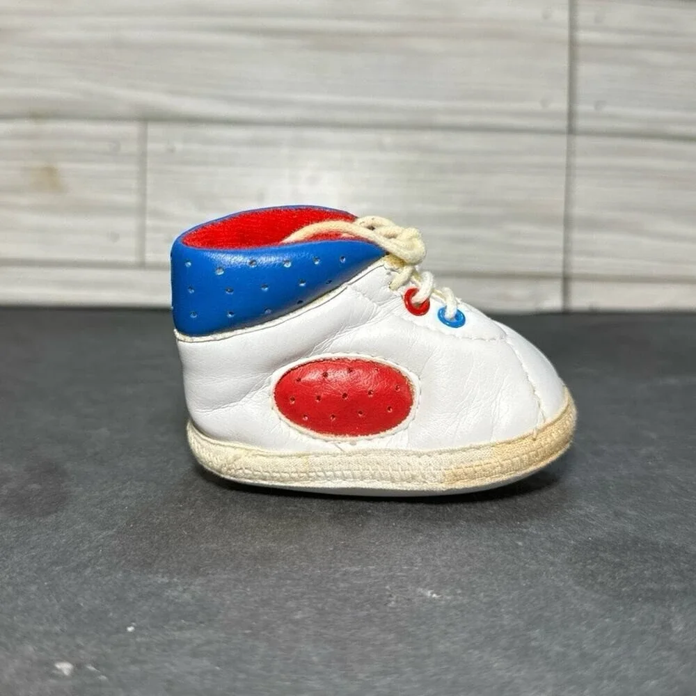 Mothercare Newborn Baby Shoes Vintage White Red Blue Baby Boys Size 3 Months‎
